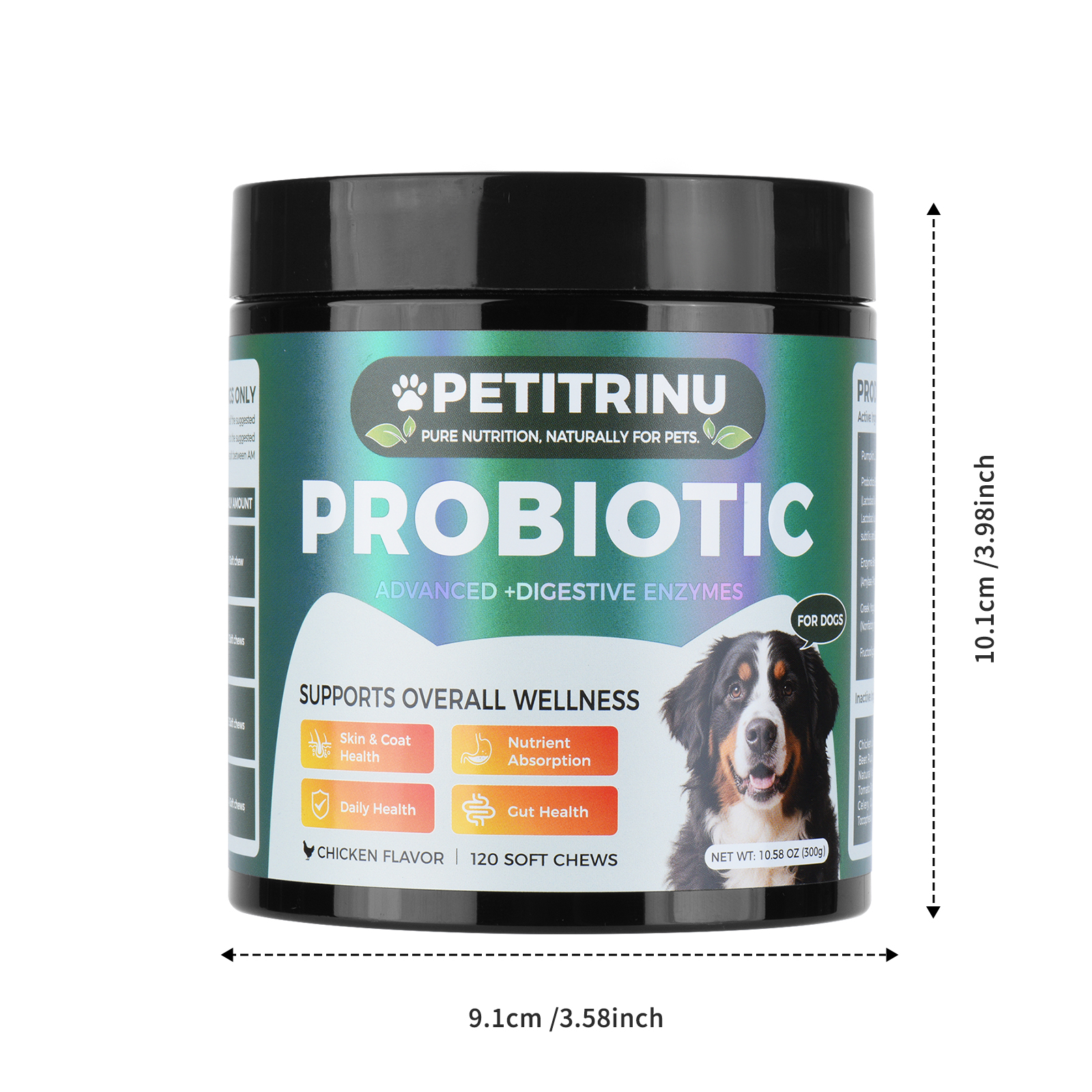 Suplemento Completo de Probióticos y Enzimas Digestivas para Perros, 120 Bocados Suaves Sabor Pollo, Apoya Piel y Pelaje, Absorción de Nutrientes y Salud Intestinal — imagen 2