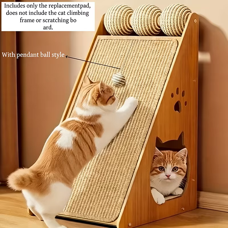 Standing Sisal Cat Scratcher with Hanging Ball, Space Saving Cat Furniture, Protect Sofa Chair Door, No Cat Tree Included — image 1