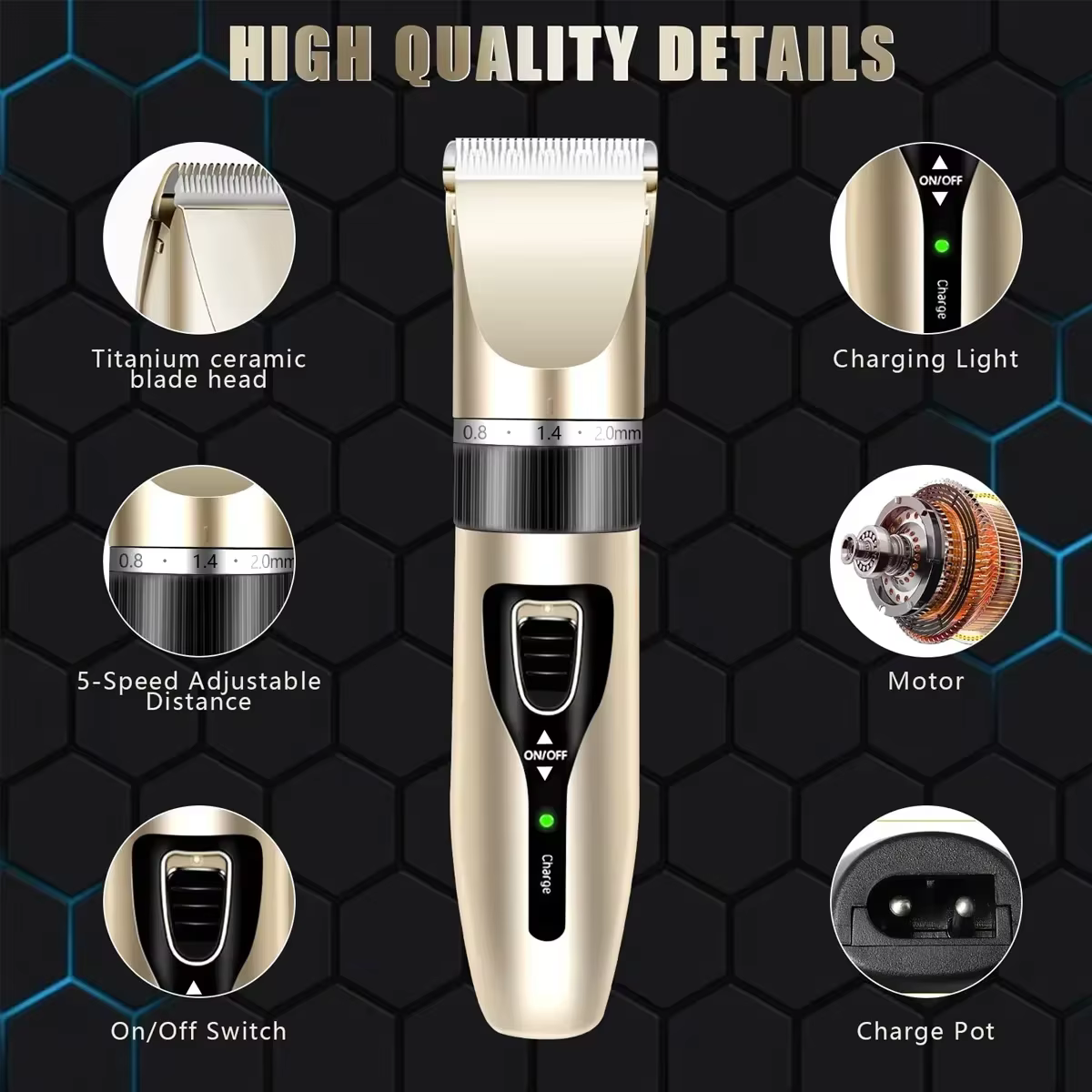 Home Electric Hair Clipper Set, Low Noise and Long Battery Life Hair Trimmer, USB Rechargeable Shaver and Hair Cutting Tool — image 2