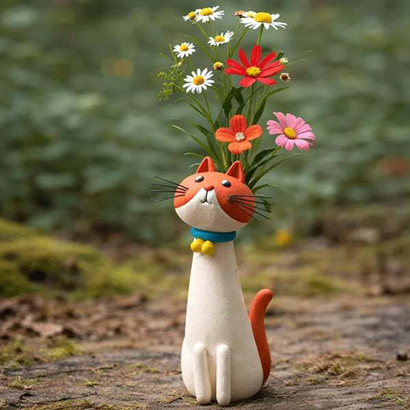 Vaso de Gato Creativo - Portador de Flores Secas para Escritorio, Accesorio Decorativo para Hogar/Oficina, Universal para Ramilletes Pequeños — imagen 6
