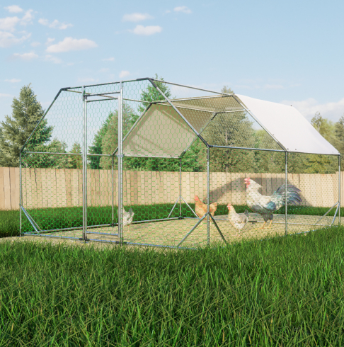Gallinero Grande de Metal Galvanizado de 10 x 13 Pies, Jaula Transitable, Corral para Aves de Corral, Conejera, Casa para Gallinas — imagen 3