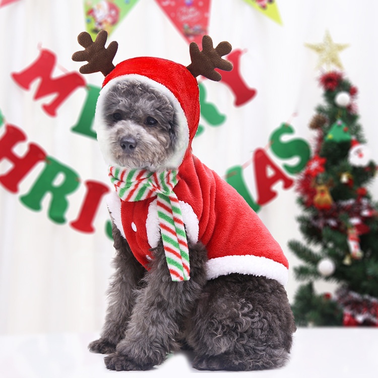 Small medium and large dogs Christmas pet supplies clothes teddy bears cotton coats — image 10