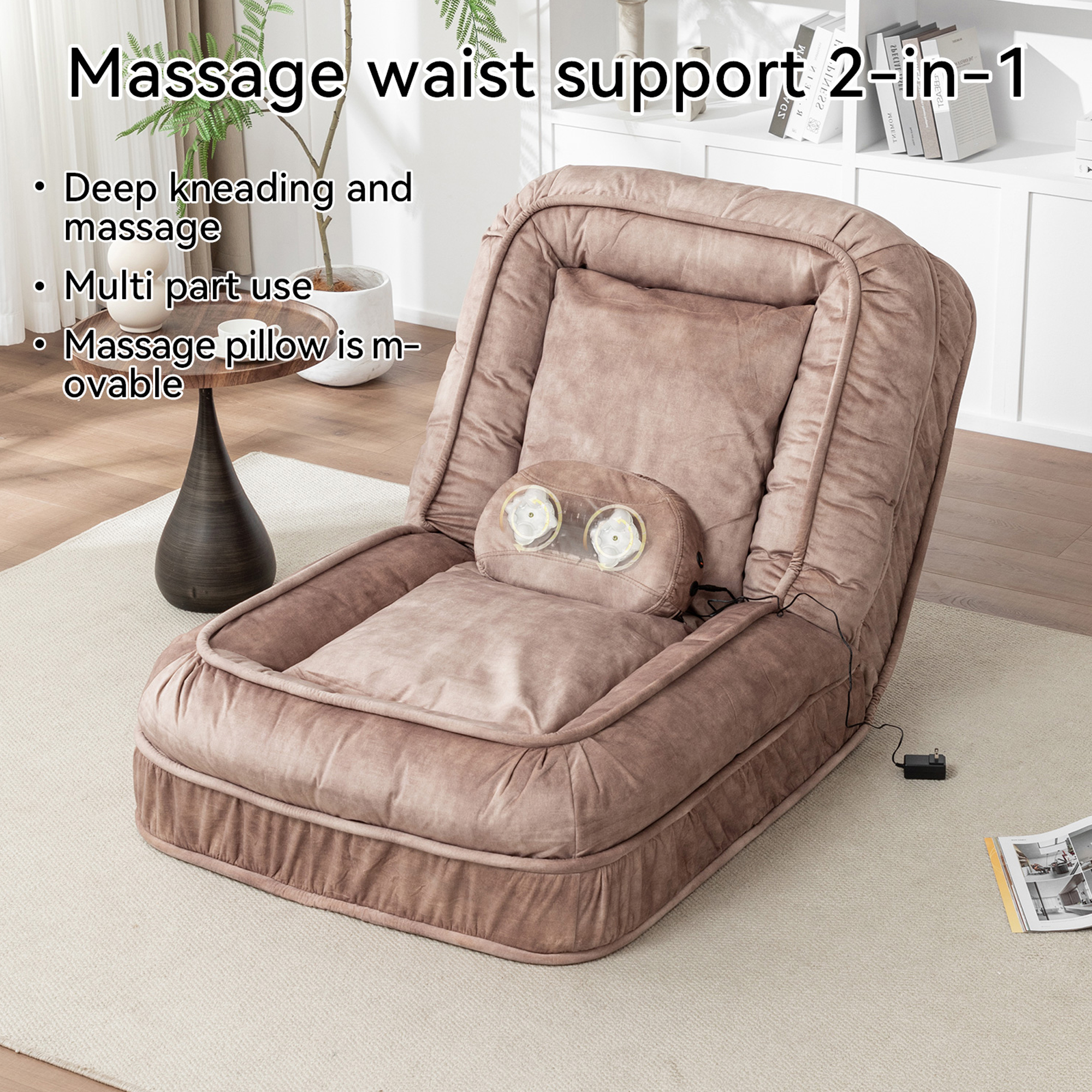 Upholstered Human Dog Bed for Adult & Pets, with 5 Adjustable Position & Massage Pillow, Bean Bag floor sofa with 2 Soft Pillows — image 20