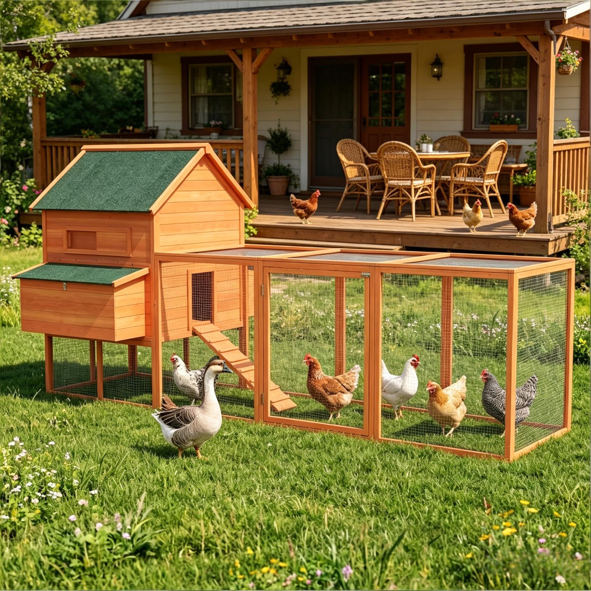 Spacious Goose House, Duck Coop, Wooden Chicken Coop, Pet House with Two Sliding Windows — image 1