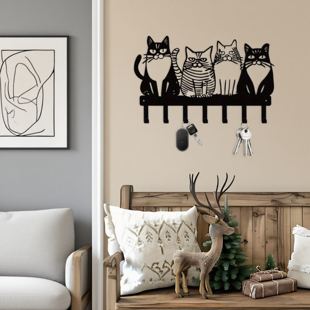 Set de Ganchos de Pared con Diseño de Gato - Decoración Tierna y Práctica Estilo Granja — imagen 5