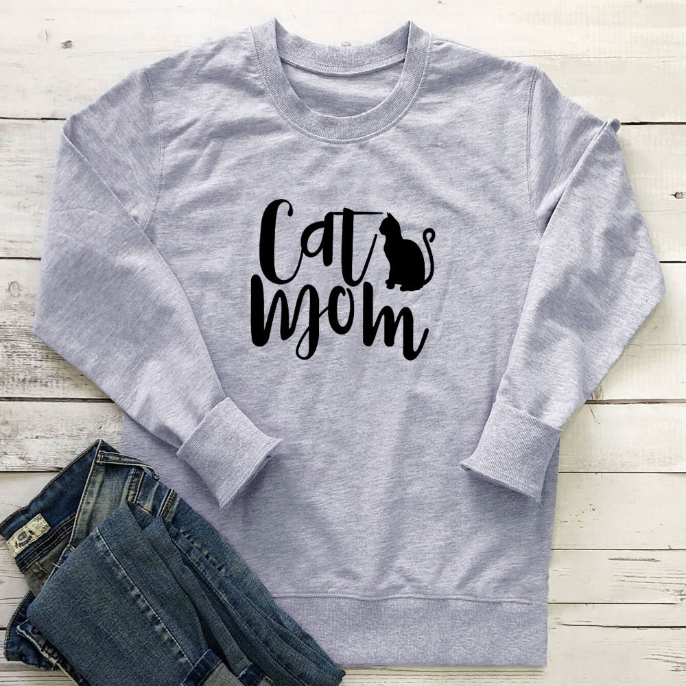Cat Mom Printed Round Neck Hoodie — image 5