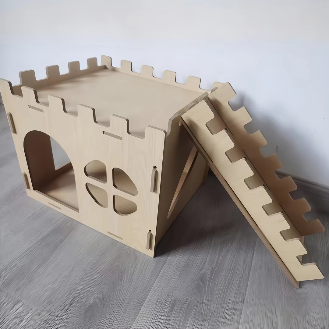 Detachable Rabbit Castle Hiding Place Wood Evading House Toy Decoration for Guinea Pig Rabbit Totoro Hedgehog — image 5