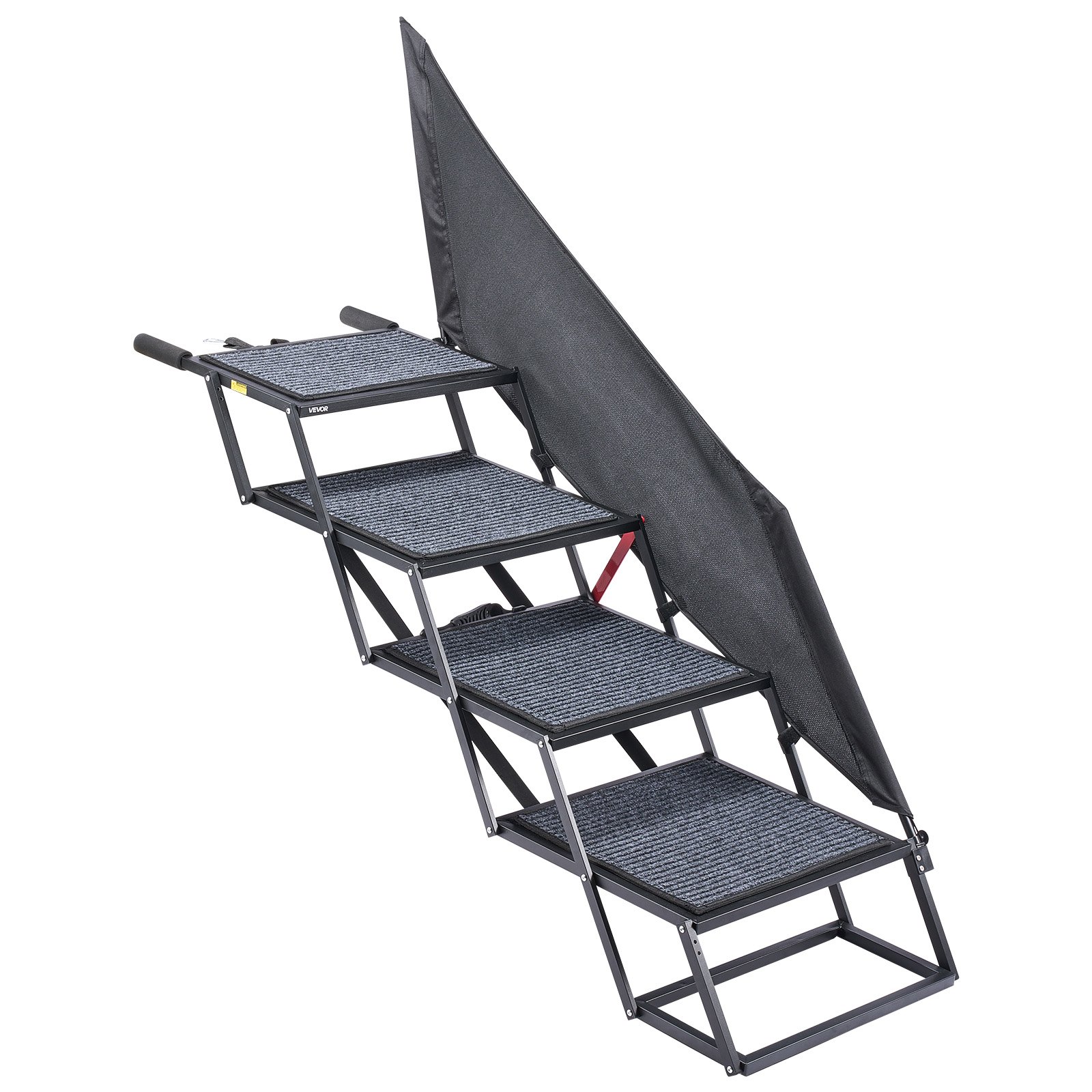 Dog Stairs For Car, 4 Steps Extra Wide Foldable Dog Ramp For Large Dogs With Non-Slip Rug Surface, Portable Lightweight Pet Ladder For Car, SUV, Truck, High Beds, Sofas, Support Up To 400 Lbs — image 1