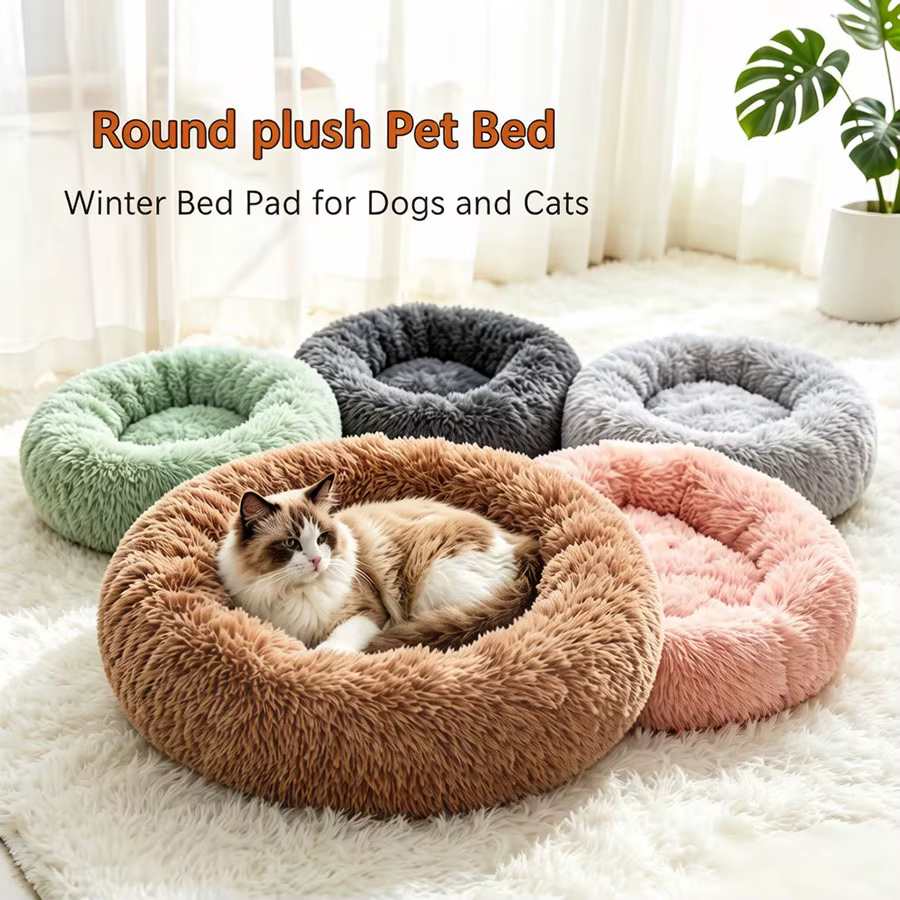 Cama de Pecho Suave para Mascotas Gatos y Perros - Colchón Plush Caliente para Dormir Comodo con Funda de Felpa — imagen 1