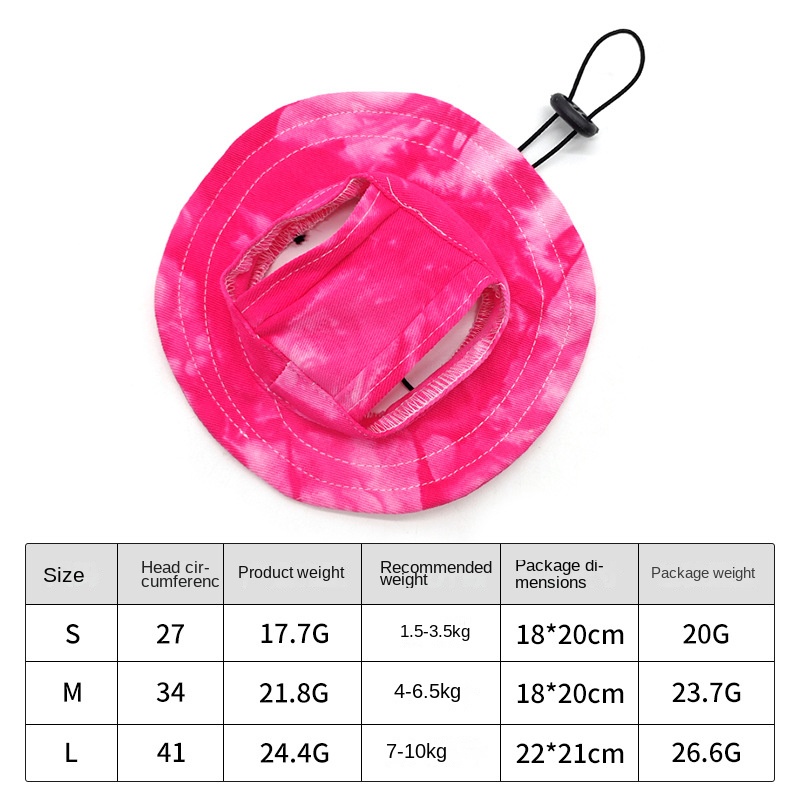 Pet hat with leaky ears cotton tie dye cat dog fisherman hat anti fall lace up sun hat — image 12