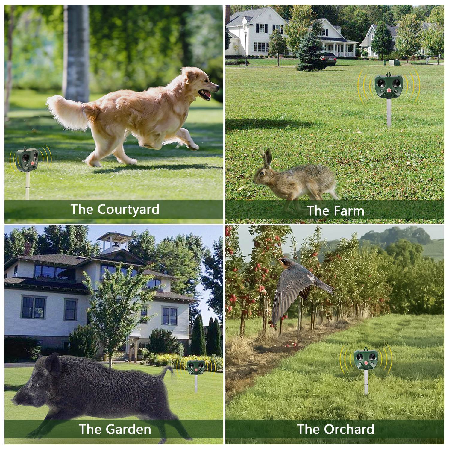 Repelente Ultrasonico para Animales con Sensor de Movimiento y Luces LED Intermitentes Solar - Impermeable IPX6 para Jardín, Granja o Patio Exterior — imagen 12