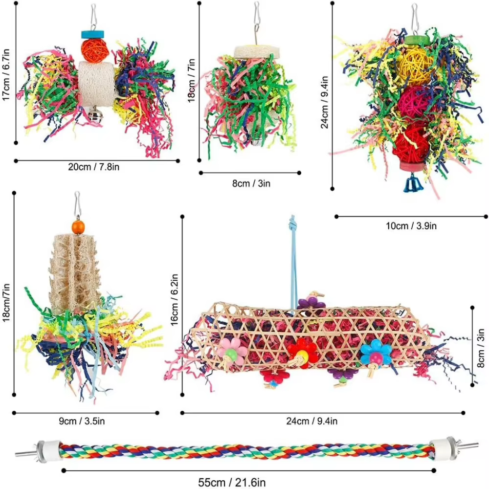 6 PIEZAS Juguetes de Papel para Picar y Forrajear para Aves Colgantes — imagen 2