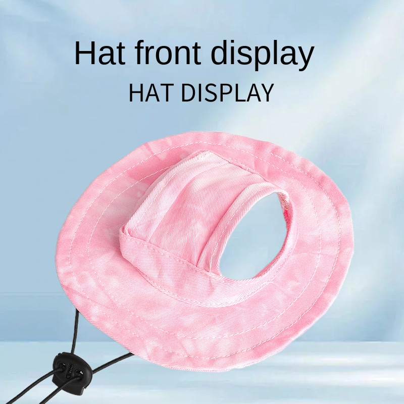 Pet hat with leaky ears cotton tie dye cat dog fisherman hat anti fall lace up sun hat — image 5