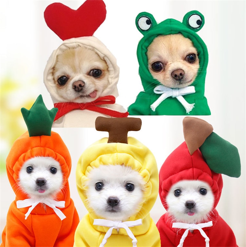 Ropa de Invierno para Perros Cómica con Frutas - Chaquetas de Felpa con Capucha para Bulldog Francés y Chihuahua — imagen 3