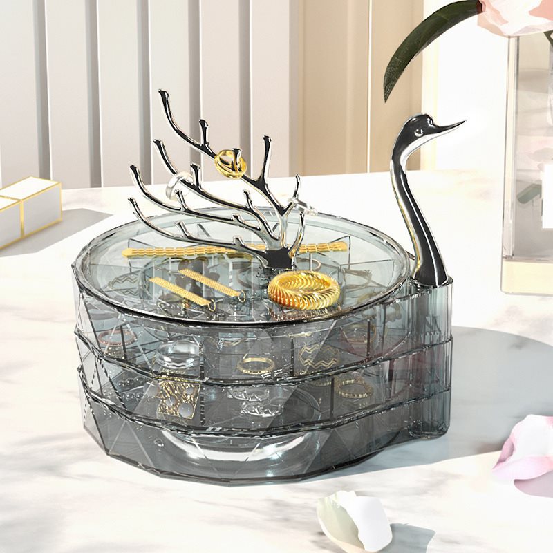 Fashionable and creative household large capacity swan jewelry storage box — image 7
