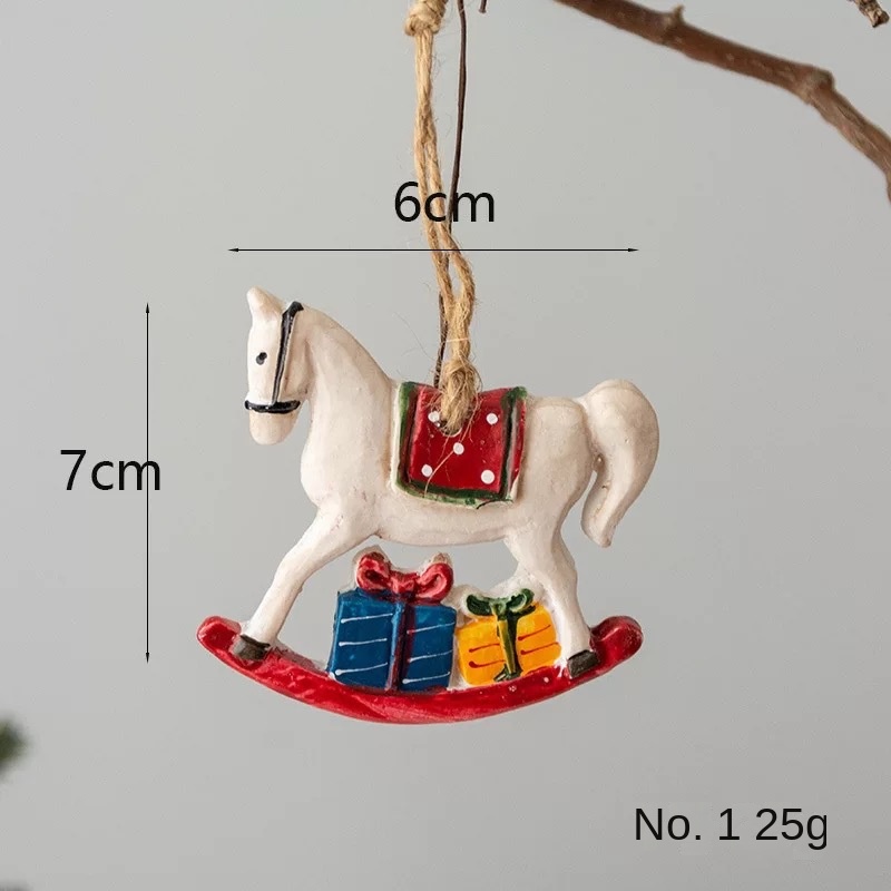 American Retro Christmas Resin Ornament Reindeer Carousel Christmas Tree Decoration Hanging Ornament Scene Decor — image 2
