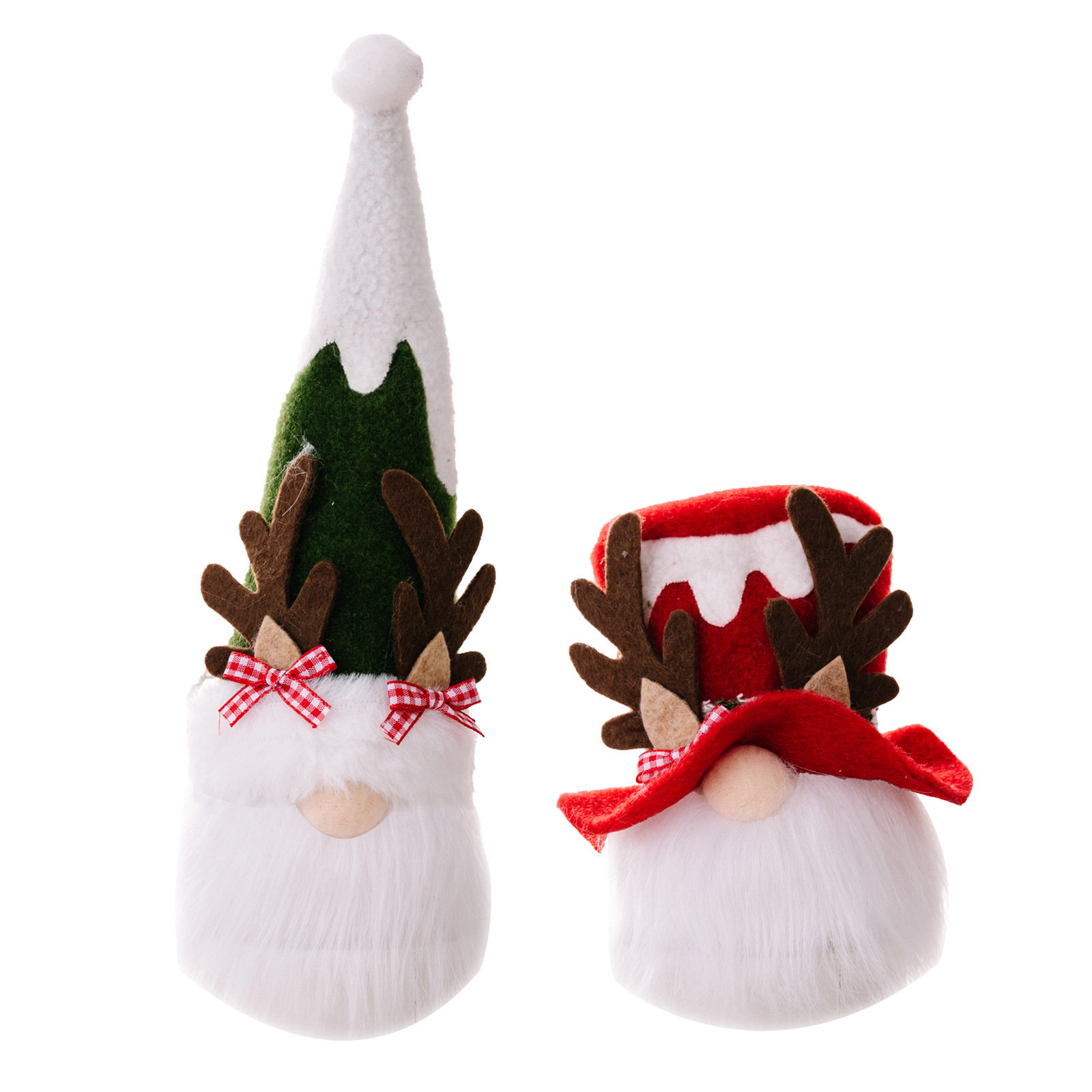 Christmas Decoration Reindeer Antler Bow Rudolph Light-Up Plush Ornament Holiday Atmosphere Hanging Decor — image 2