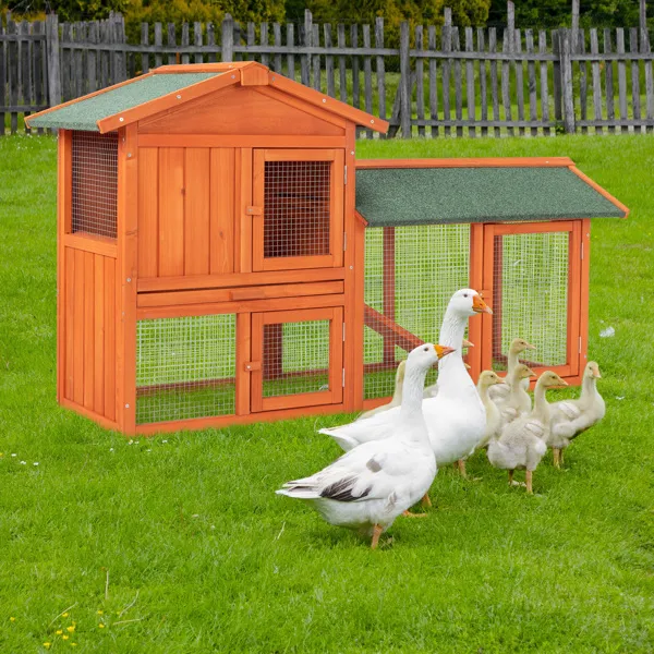 61" Wooden Chicken Coop Hen House Rabbit Wood Hutch Poultry Cage Habitat (SAME AS 39333036) — imagen 2