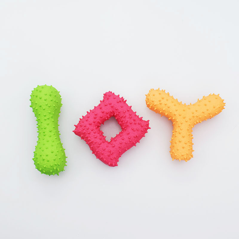 Nuevo Juguetes de Latex para Mascotas con Hueso Picado y Cuatro Esquinas Sonoro de Latex Durable Toy para Limpiar Dientes del Perro — imagen 3