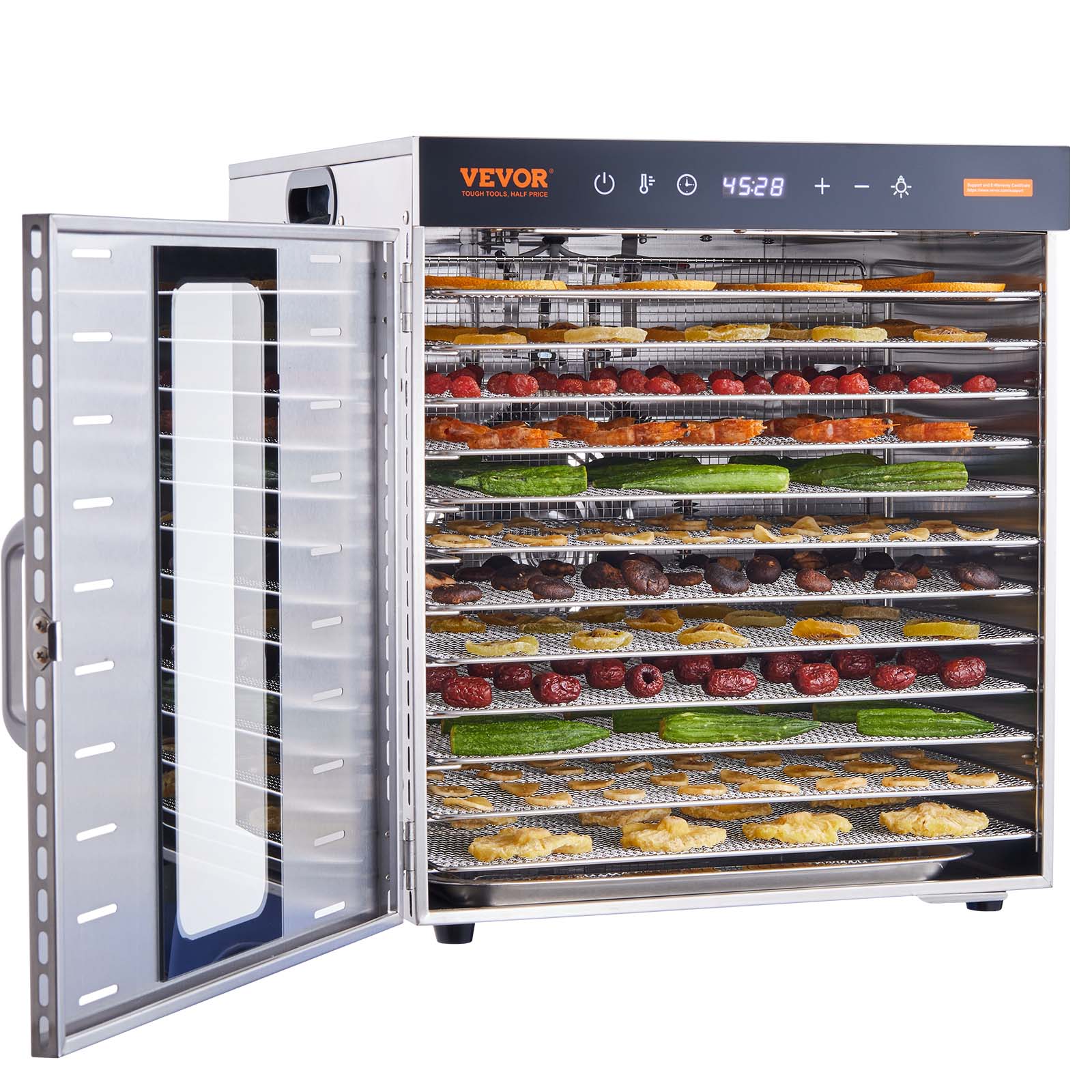 VEVOR Food Dehydrator Machine, 10 Stainless Steel Trays, 1000W Electric Food Dryer With Digital Adjustable Timer & Temperature For Jerky, Herb, Meat, Beef, Fruit, Dog Treats And Vegetables — image 5