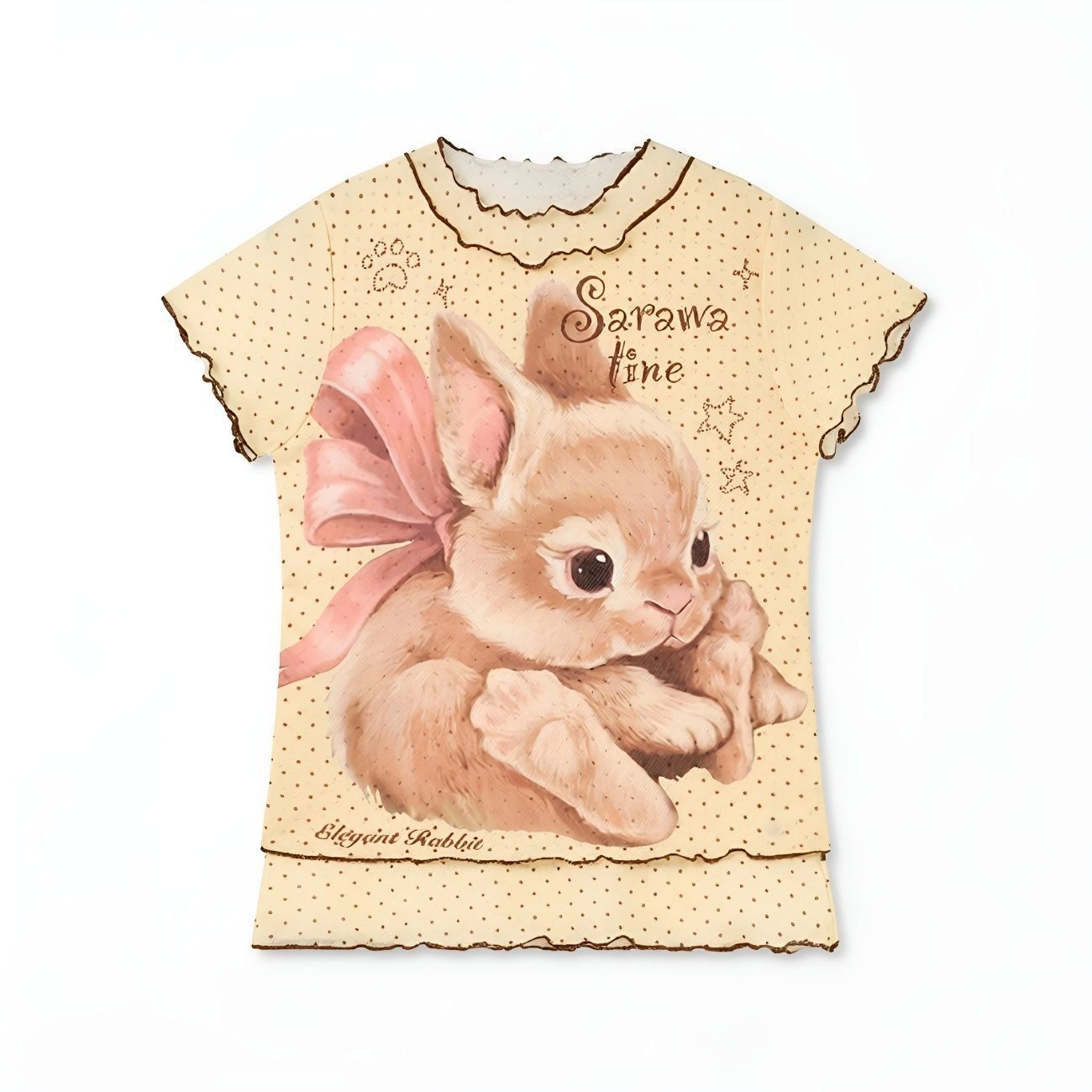 Cute Rabbit Print Short Sleeve T-Shirt for Women — image 1