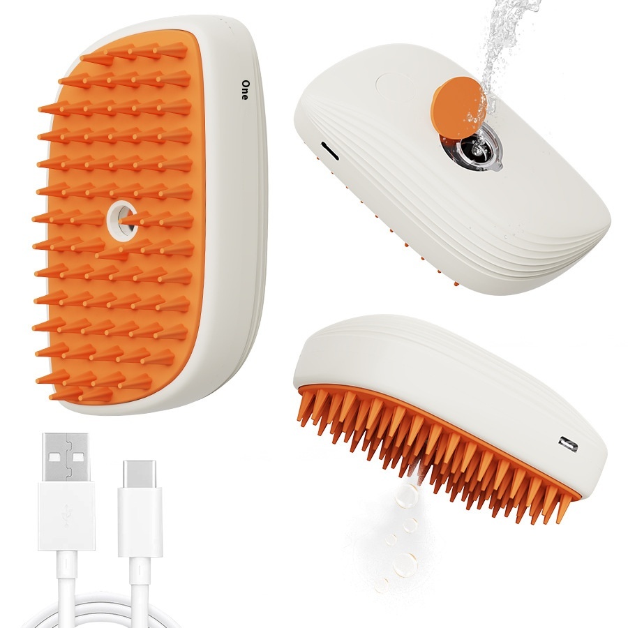 USB Rechargeable Pets Steam Brush Spray Massage Comb Pet Grooming Tools Cat Steam Comb Pet Products — image 4