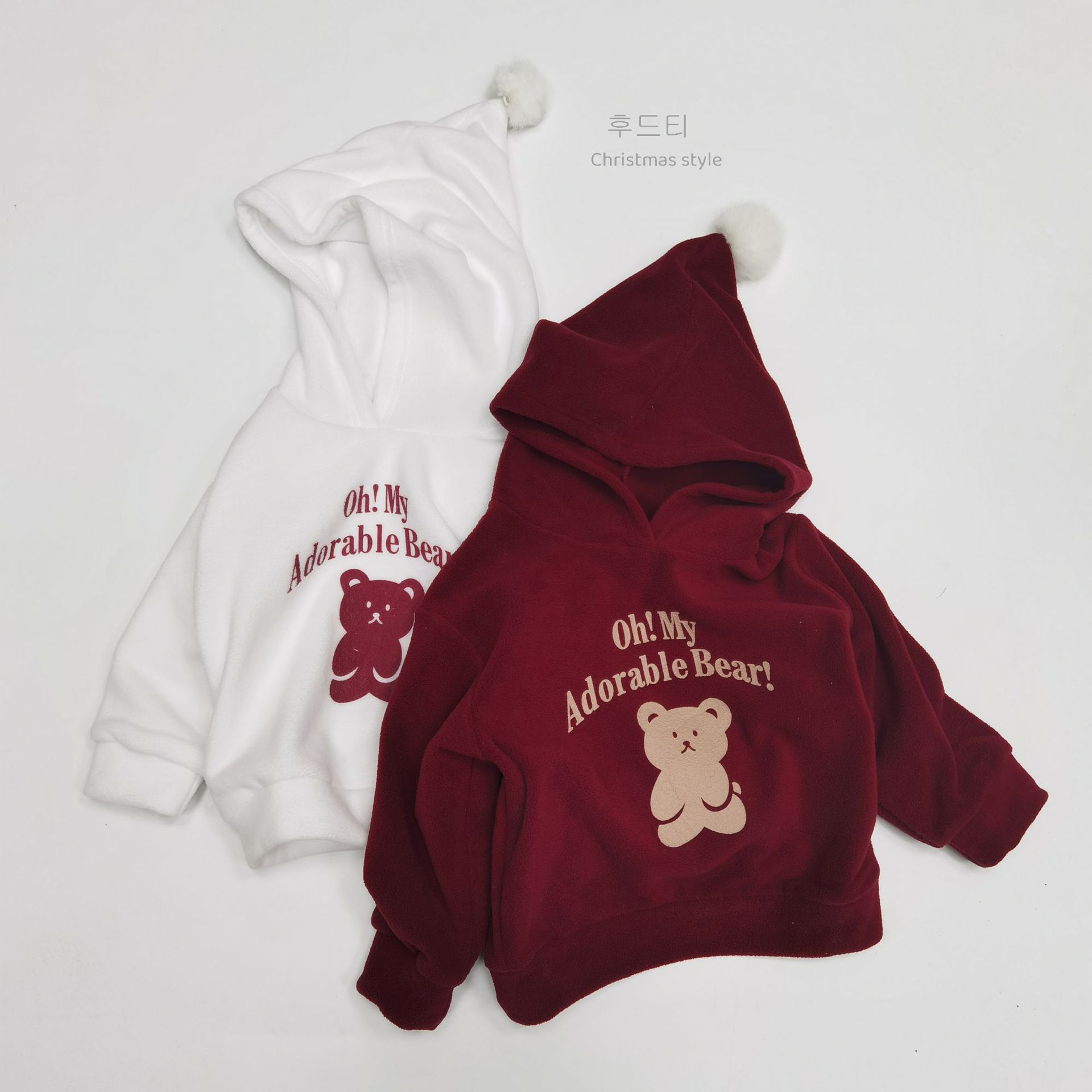 Cute teddy bear printed fleece hoodie — image 4