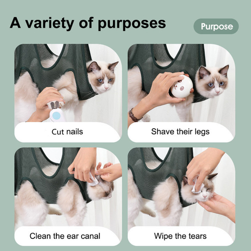Pet Grooming Hammock Harness For Cats And Dogs, Cat Grooming Sling For Trimming Nail And Ear Care, Pet Hammock Restraint Bag — image 3