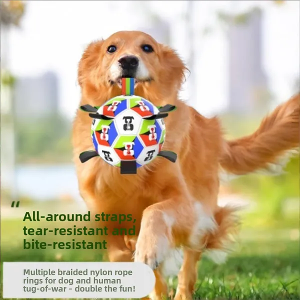 Dog Toys Soccer Ball With Straps, Interactive Toys For Tug Of War, Puppy Birthday Toy, Dog Balls For Medium Large Dog, Diameter — image 1