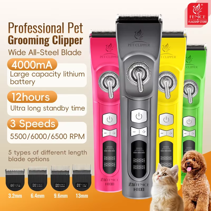 Fenice H100 Cordless Rechargeable Low Noise Pet Hair Clipper Machine Dogs And Cats Grooming Haircut Trimmer Shavers for Animals — image 1