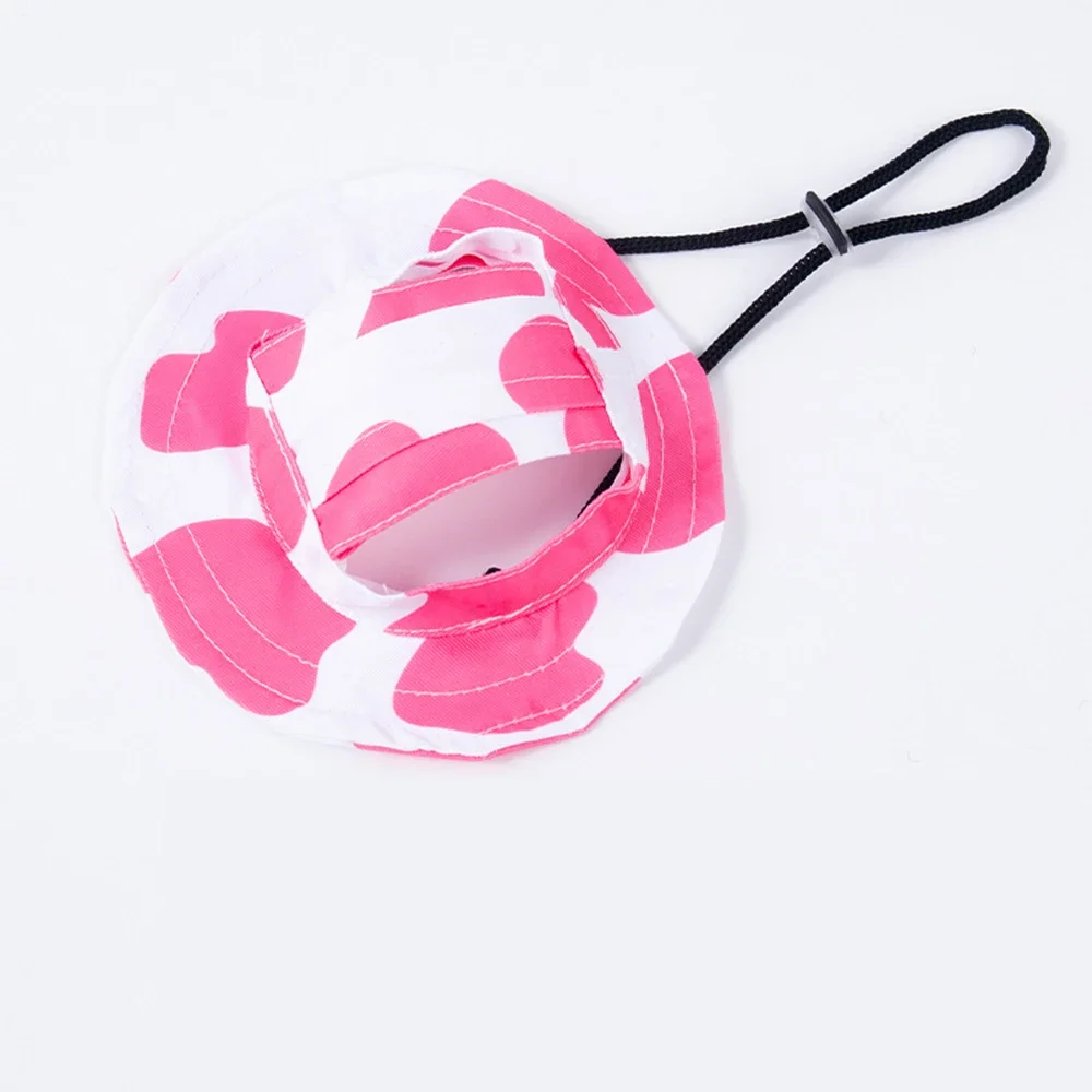 Fashion Dog Hat Adjustable Pet Bucket Hats with Ear Holes Summer Outdoor Round Brim Sun Hat for Samll Dogs Cats Pet Supplies — image 7