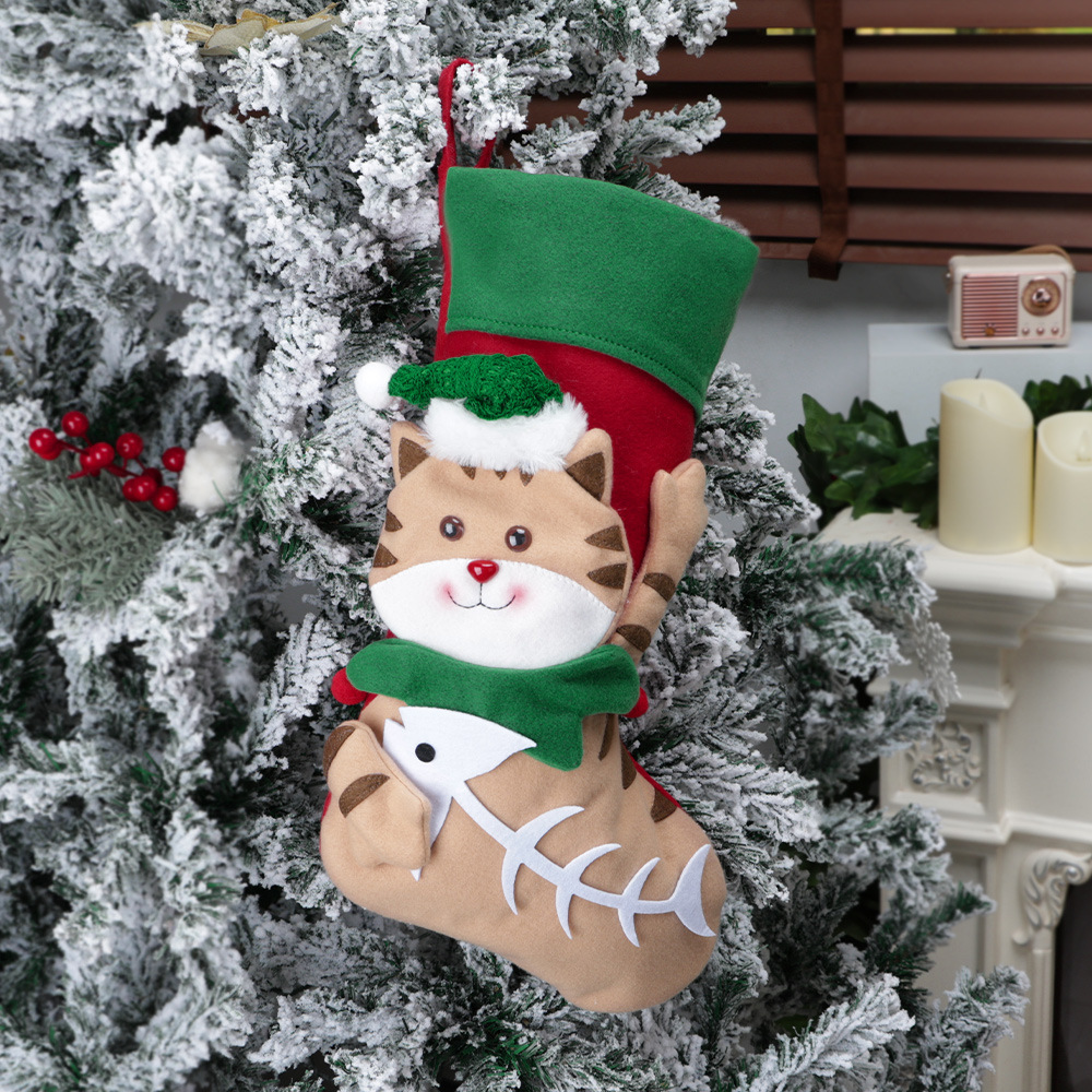 Christmas Decorations Cartoon 3D Creative Cat and Dog Socks Christmas Candy Bags Home Decoration Pendants — image 6