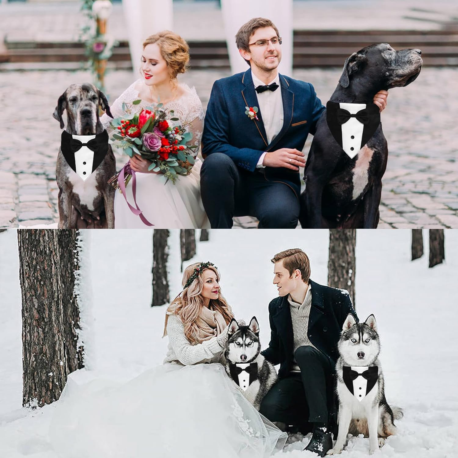 Dog Tuxedo Suit Wedding Bandana Collar With Bow Tie, Adjustable Formal Dog Tux, Engagement Birthday Tuxedo For Small Medium Large Dogs Pets — image 4