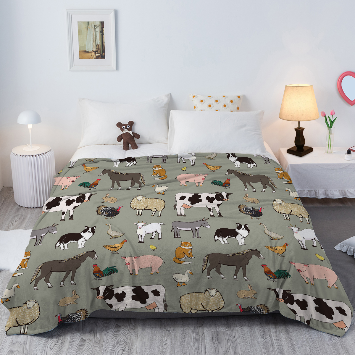 Manta Suave para Varios Animales - Caballo, Cerdo, Dura y Cómoda para Regalo de Cumpleaños para Mujer Decoración Hogar Sofá Cama Oficina Camping Viaje 75x100cm 130x150cm 150x200cm — imagen 1