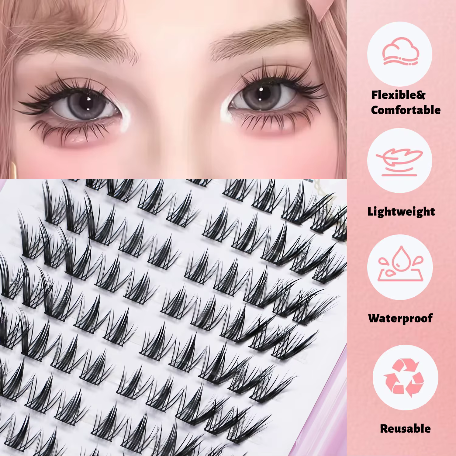 240 Piezas de Pestañas Postizas, Gran Volumen, Curvatura C, Estilo Individual de Zorro, Ojo de Gato, Estilo Cosplay, Natural y Gruesa, Hilo Único, Apariencia Natural Pura, para Uso Doméstico, Adecuado para Principiantes — imagen 2