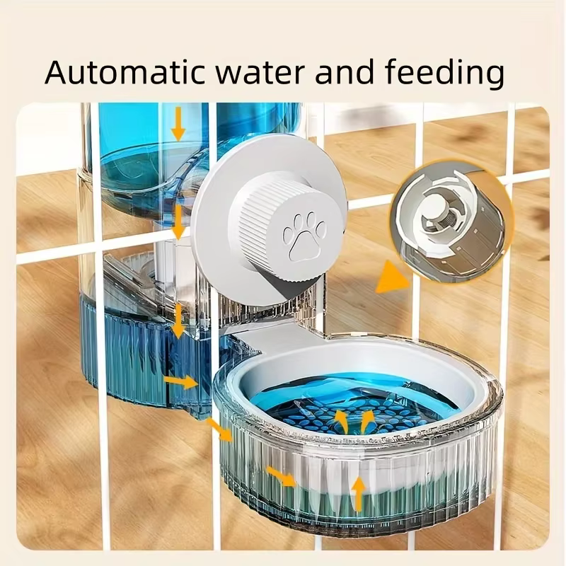 New type Hanging Automatic Pet Food Feeder/Water Dispenser, Gravity Cat Auto Feeder Waterer Set With Container Bowl For Cage — image 3