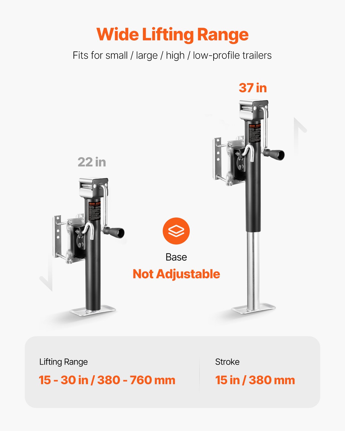 Aparato de Levantamiento para Remolques, 2500 Lbs de Carga Dinámica, Aparato de Levantamiento de Remolque de Alta Resistencia con Manija Ergonómica y Eje Giratorio, Capacidad de Viaje Vertical de 15 pulgadas, Ideal para Remolques de Caravana, Caballo, Utilitario, Camping y Yates — imagen 5