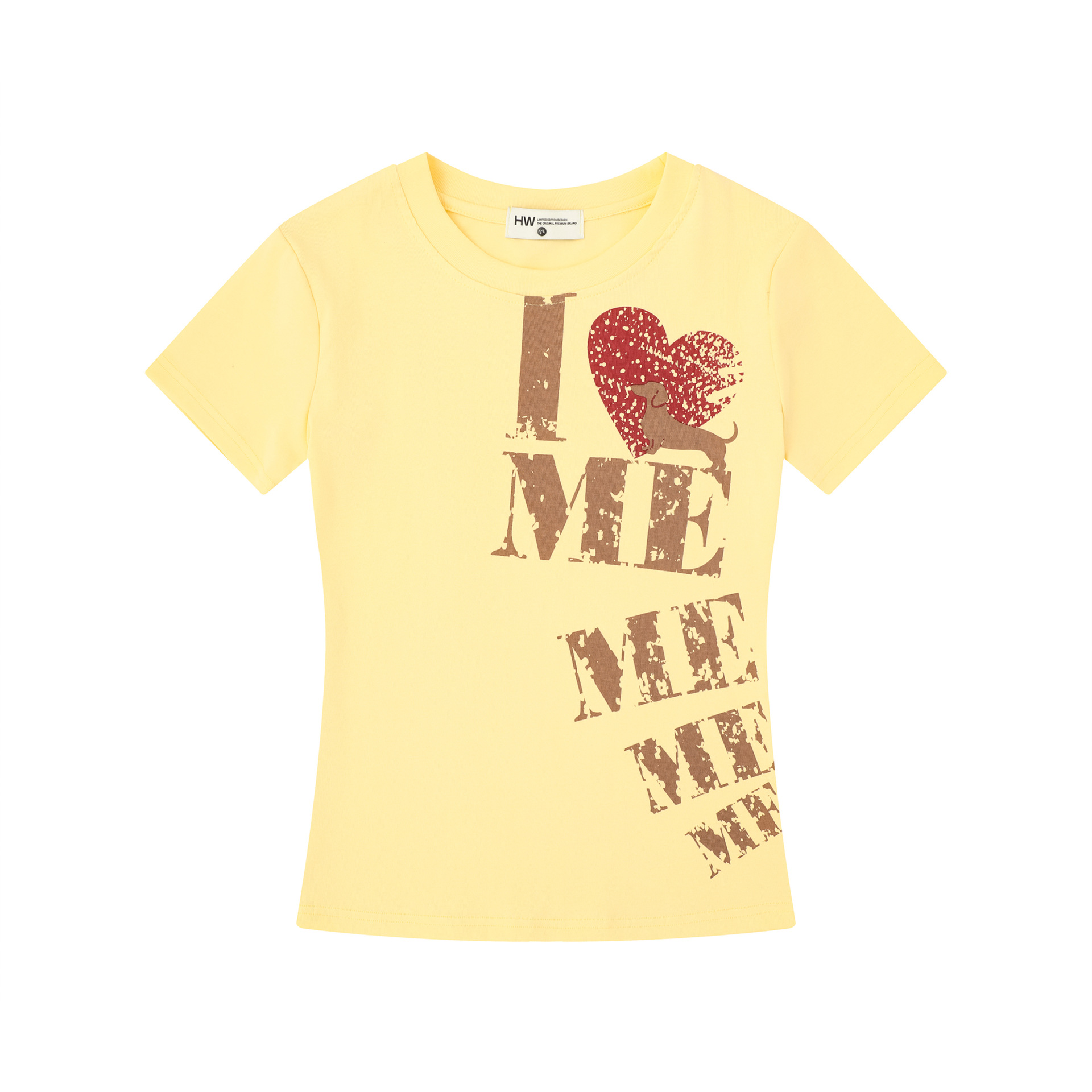 Distressed Heart Sausage Dog Print Short Sleeve T-Shirt for Women Fitted Slim Short Crop Top — image 1