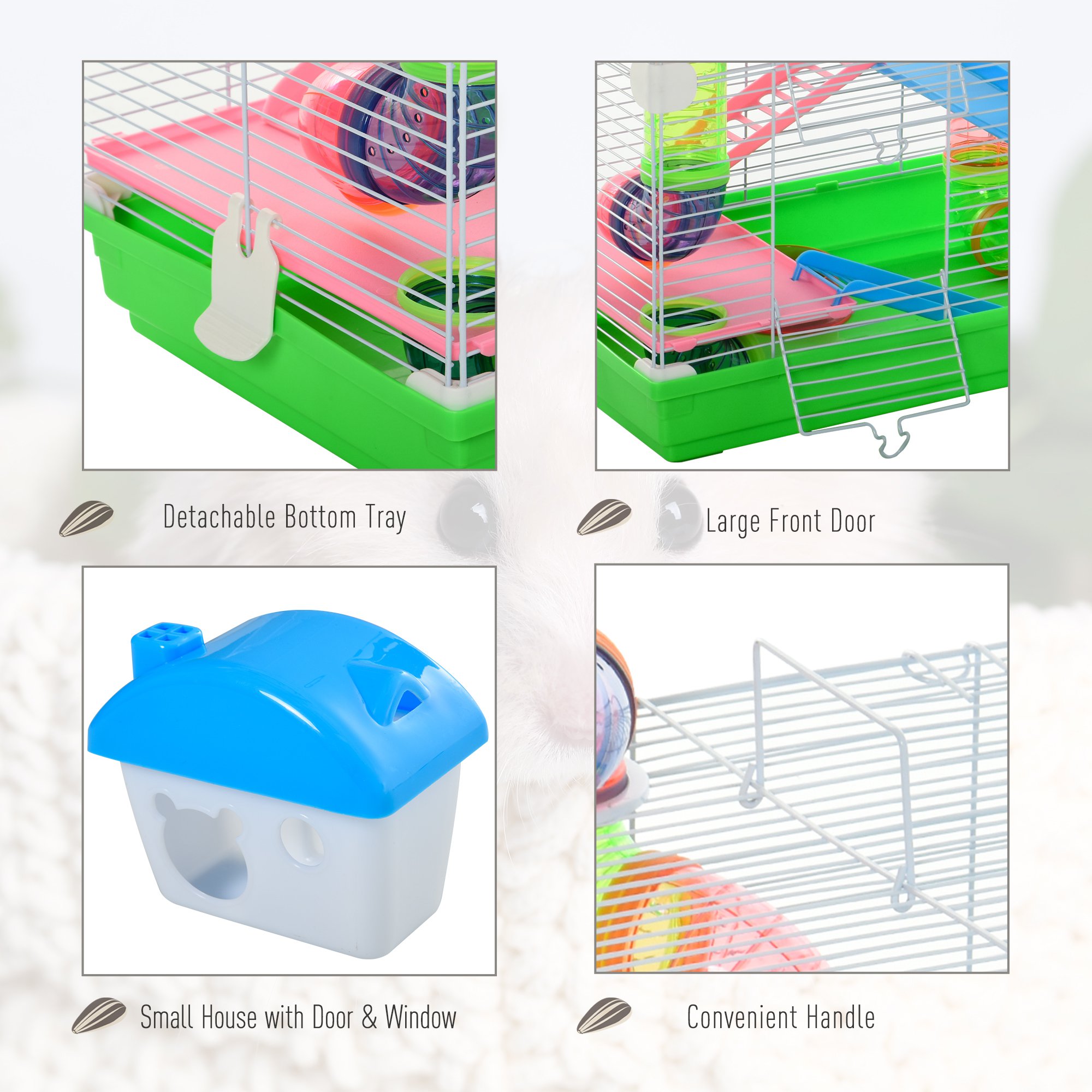 5 Tiers Hamster Cage Portable Animal Travel Carrier W/ Exercise Wheels Tube — imagen 3