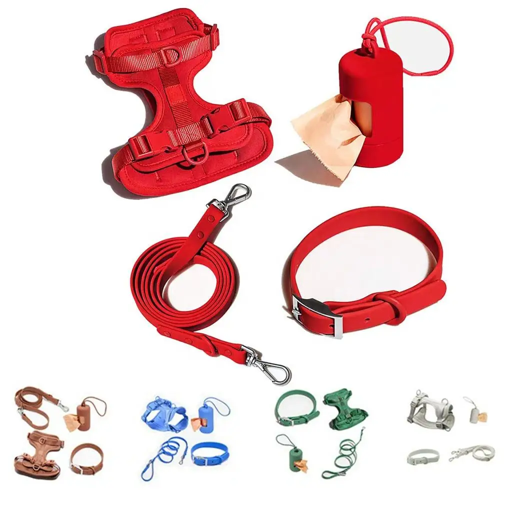 Luxury Waterproof PVC Neoprene Pet Poop Bag Dispenser Set, Dog Harness, Leash Collar Set for Dog — image 5