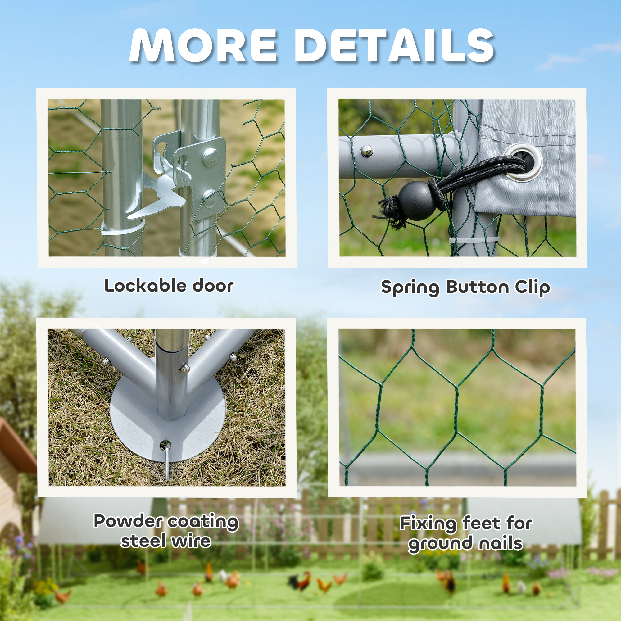 Large Metal Chicken Coop with Waterproof and Anti-UV Cover for Yard, Outdoor, Duck, Rabbit, 9.2 x 31.2 x 6.5 — imagen 6