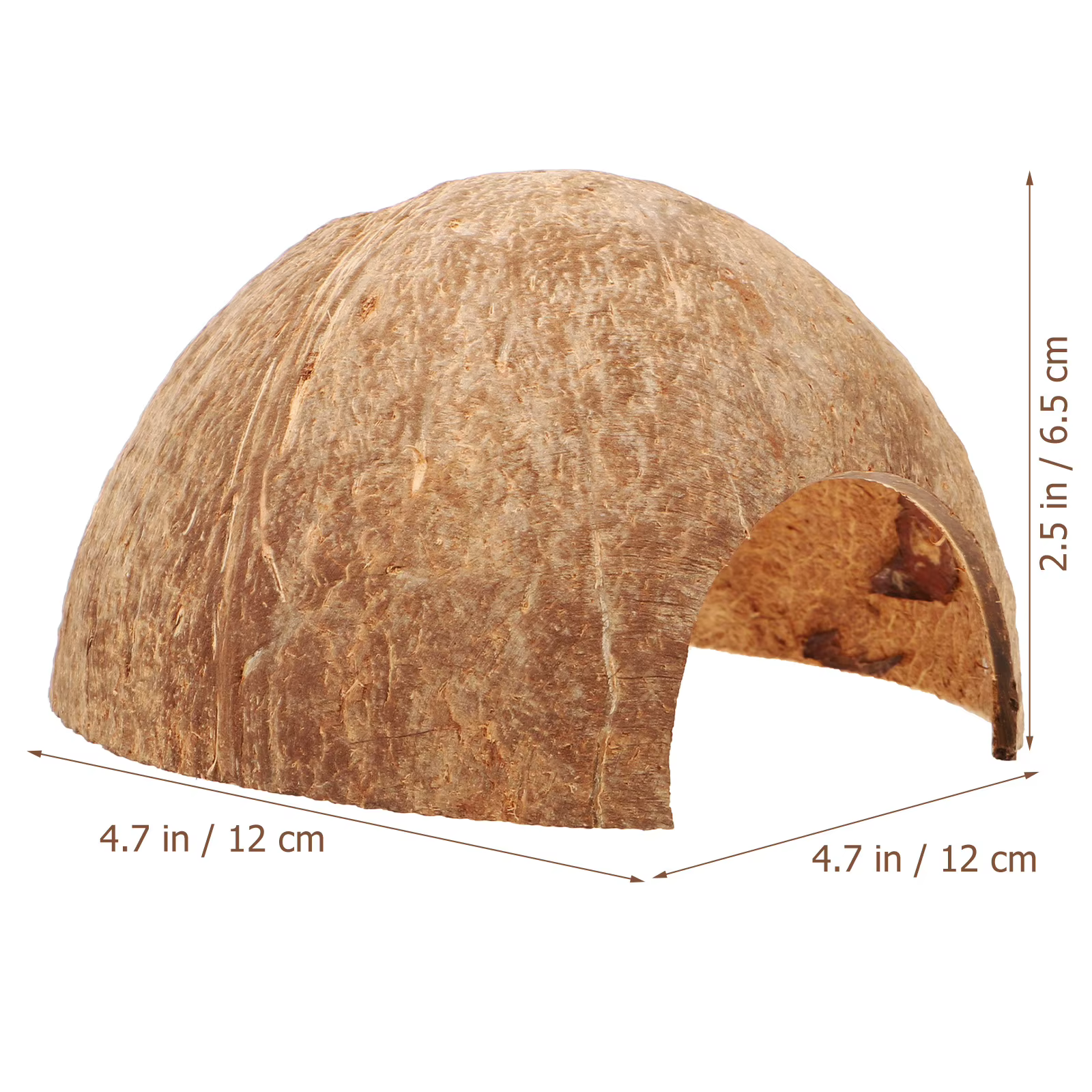 Coconut Shell Hideout For Reptiles Natural Pet Cave Shelter Habitat Decor Leopard Gecko Humid Hide Snake Tarantula Hermit Crab — imagen 3