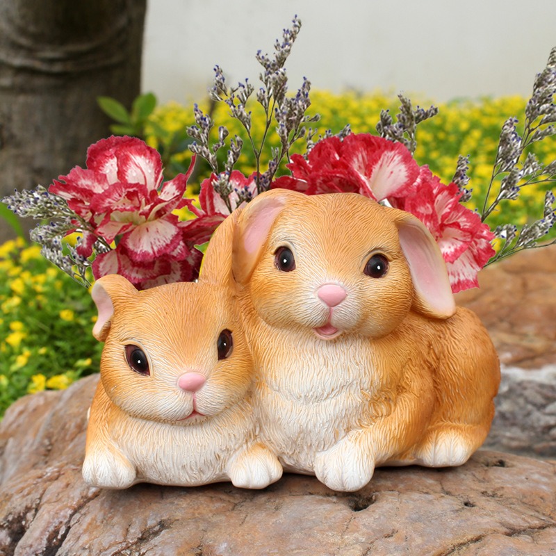 Rabbit flowerpot home gardening home tabletop decoration resin — image 5