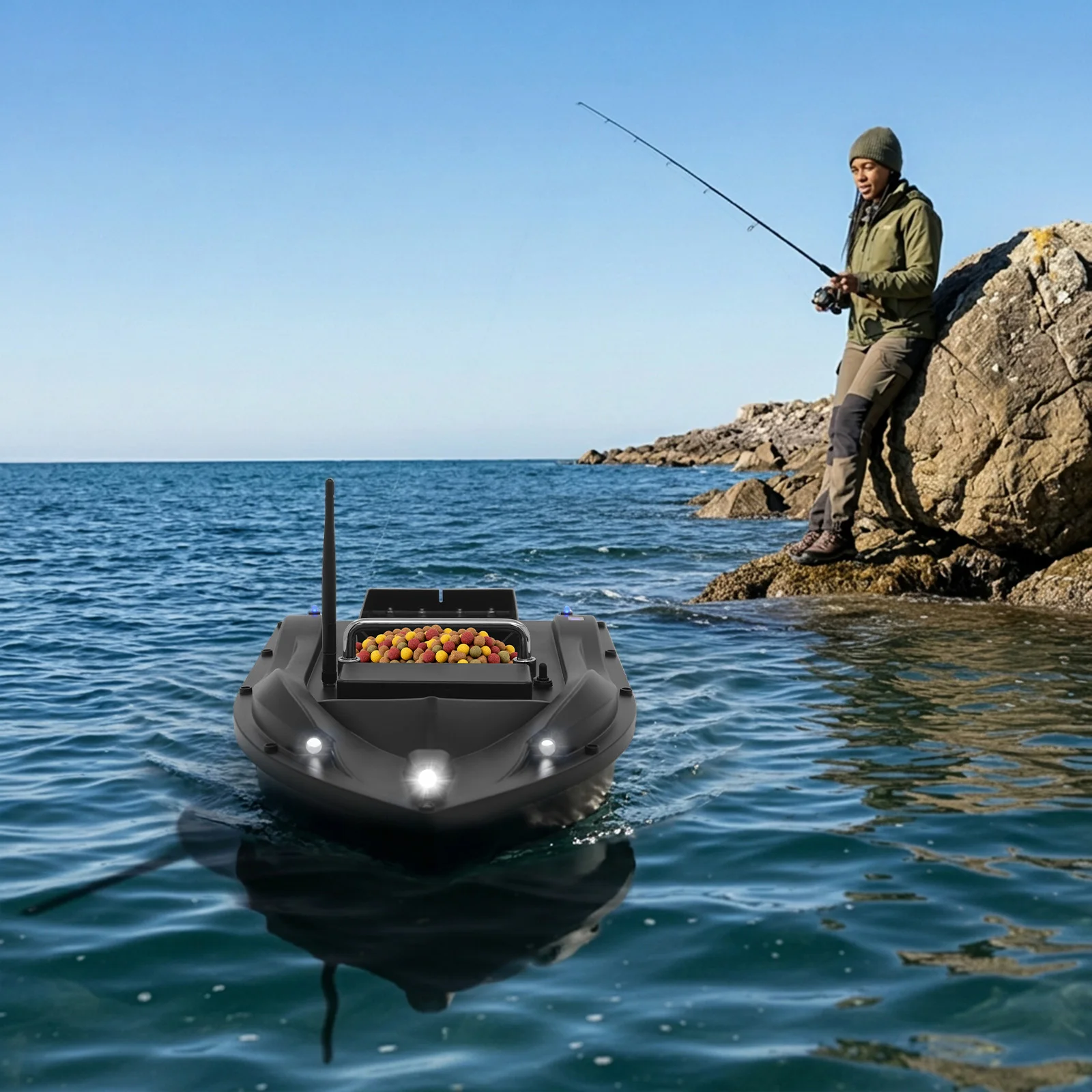 Fishing Bait Boat with GPS, 16 Positioning Points Fishing Bait Boat, Bait-Boat with Remote Control for Lakes — image 1