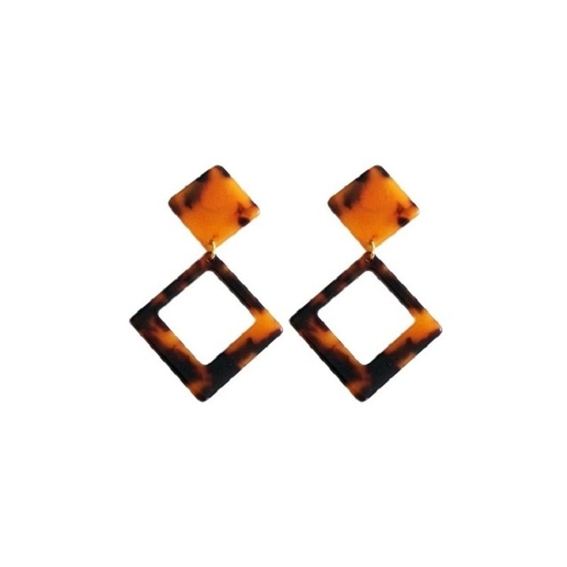 Auriculares de Leopard en Acetato Geométricos Redondos Marrones de Acrilato Largo con Pata de Ganga — imagen 7