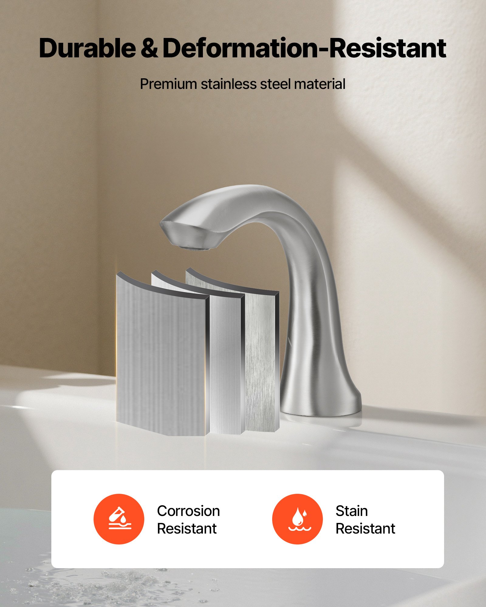 Fauceta de Baño Romano, 3 Hocicos con Cascada para Ducha de Baño, Conjunto de Grifos Gozne con 2 Manijas, Montaje en Mesa para Lavado de Mascotas, Adultos y Niños, Acero Inoxidable Brillante — imagen 2