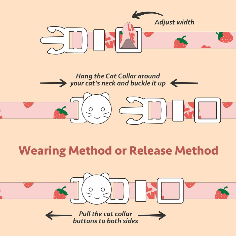 2 Pack Cotton Cat Collar Strawberrie White Heart Cute Kitten Collar — image 2