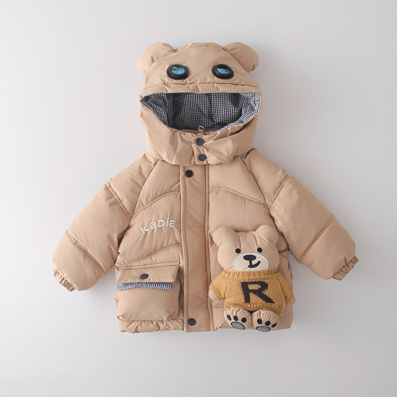 Boys Winter Warm Fleece-Lined 3-Piece Set Bear Pattern Cotton Padded Jacket Outfits Toddler Clothes — image 8