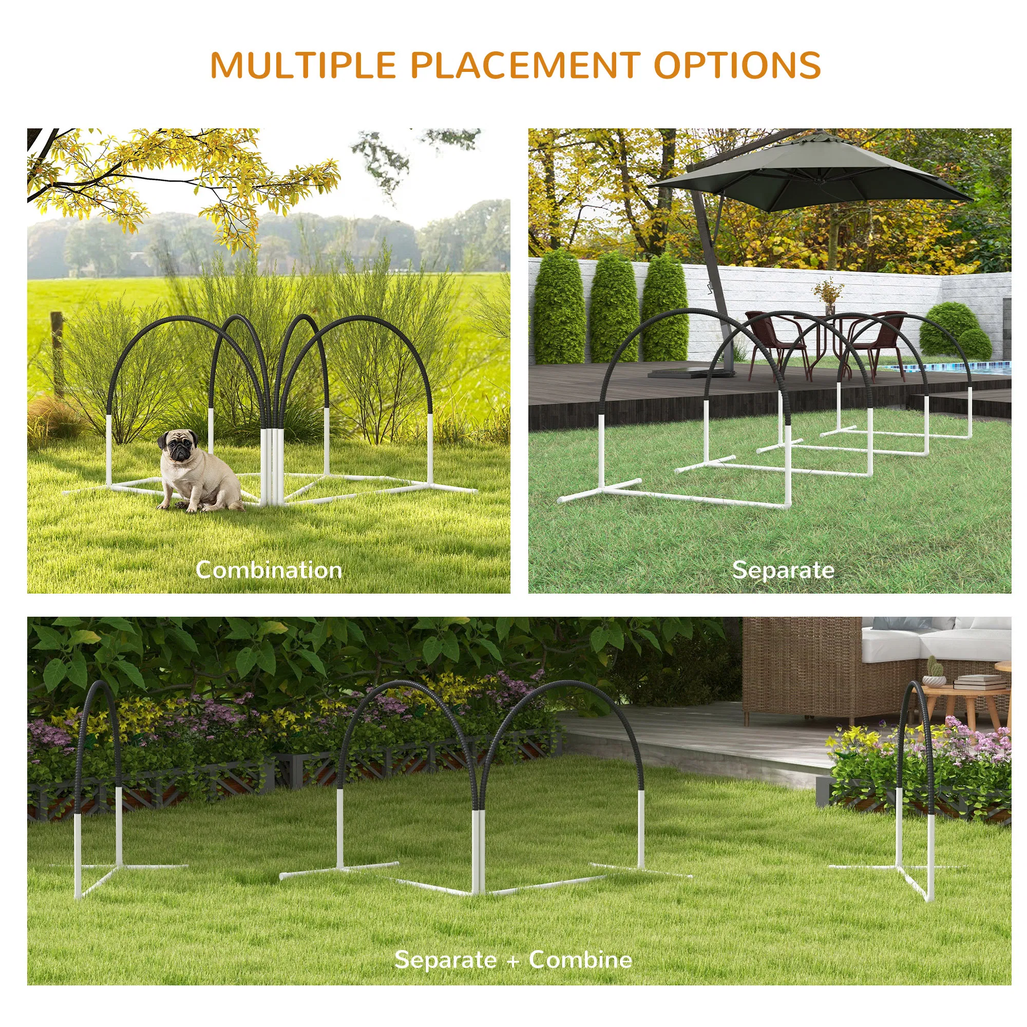 Dog Agility Kit Pet Obstacle Course Training Equipment Outdoor with Weave Poles, Carry Bag, Black — image 2