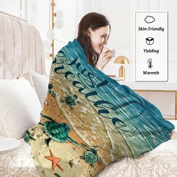 Tropical Baby Sea Turtle Flannel Fleece Blanket 3D — image 4